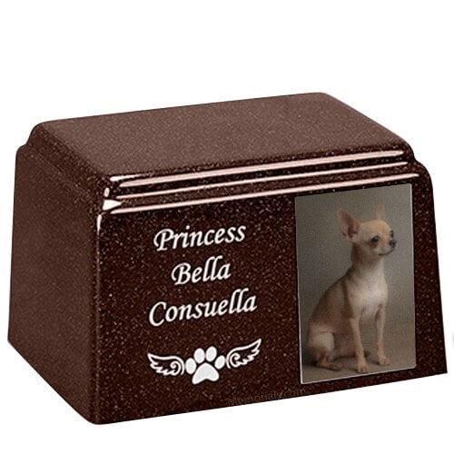Rustic Rectangle Cultured Pet Photo Urn