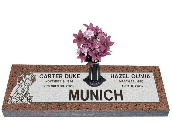 Sacred Father Companion Granite Headstone 36 x 12