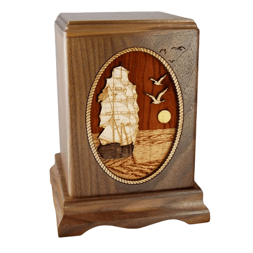 Sailing Away Wood Cremation Urn