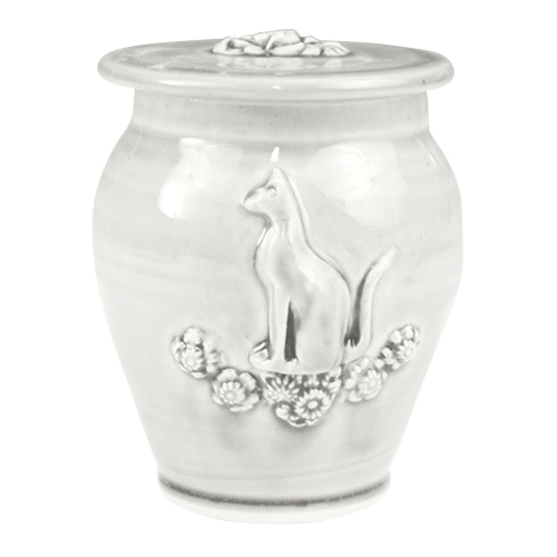 Kitty White Gloss Ceramic Cremation Urn