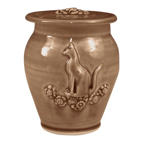 Kitty Light Brown Ceramic Cremation Urn