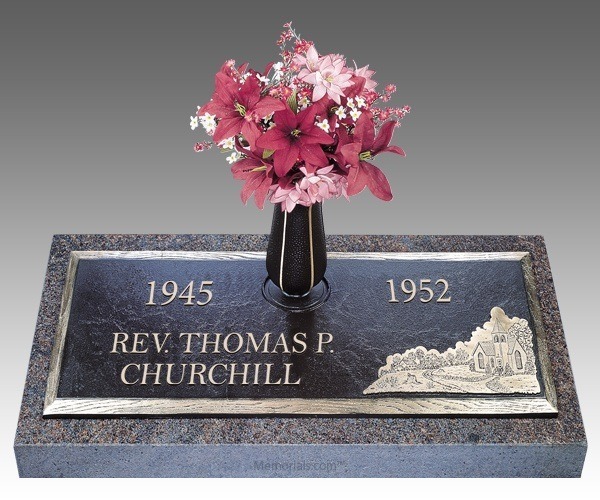 Scenic Church in the Vale Bronze Grave Marker 24 x 13