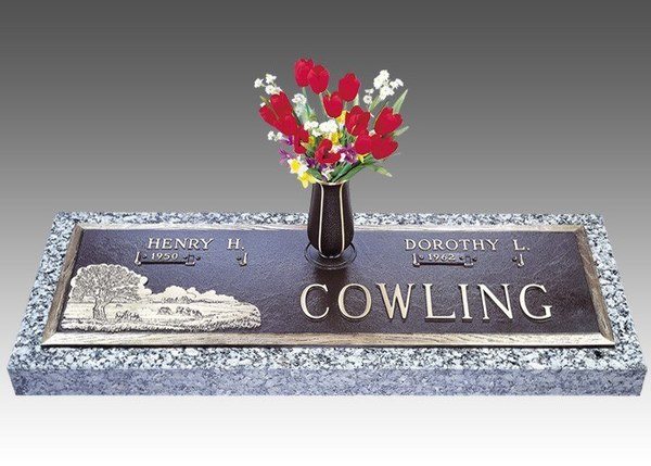 Scenic Green Pastures Bronze Headstone 44 x 14