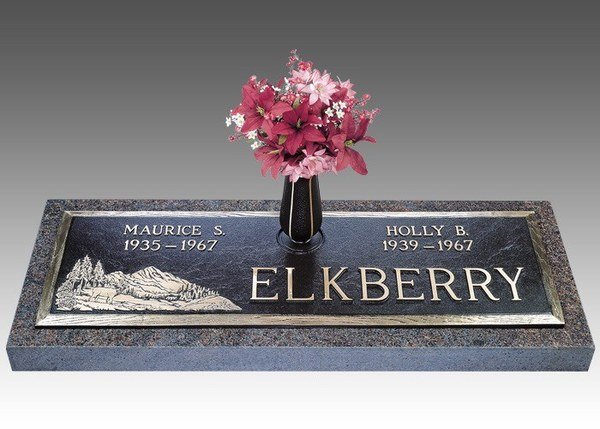 Scenic Hidden Valley Bronze Headstone 36 x 13