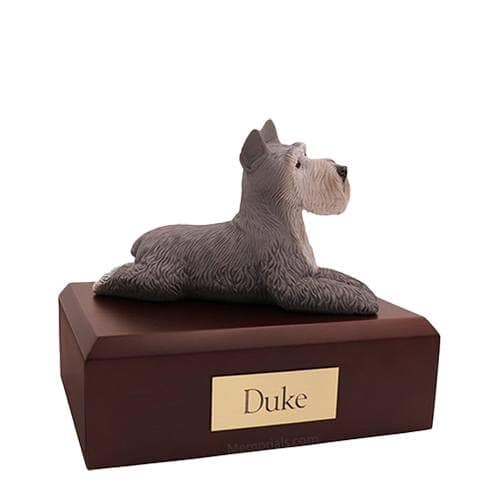 Schnauzer Grey Laying Medium Dog Urn