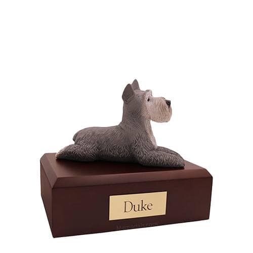 Schnauzer Grey Laying Small Dog Urn