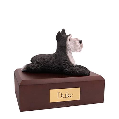 Schnauzer Silver and Black Medium Dog Urn