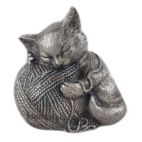 Silver Cat Cremation Urn