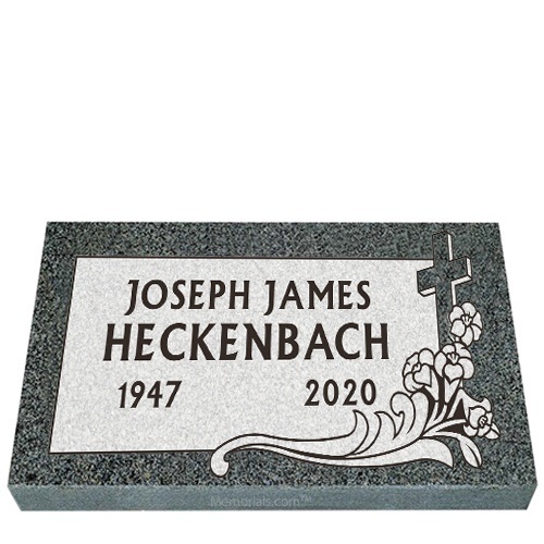 Simplicity Cross Bouquet Granite Grave Marker 20 x 10