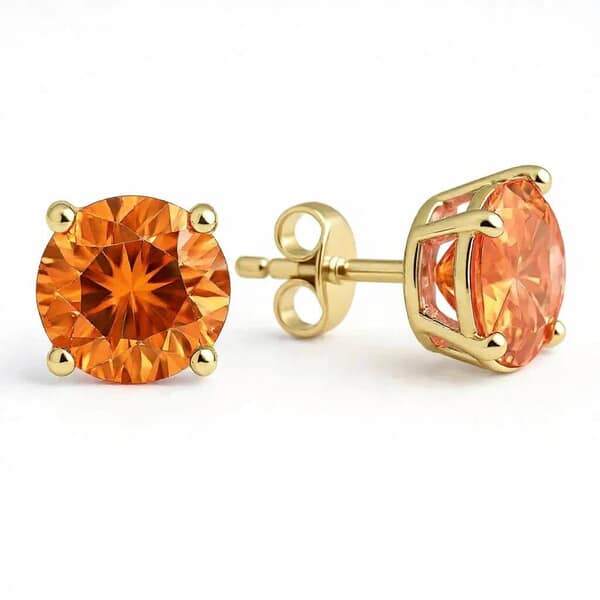 Simplicity Rustic Orange Cremation Diamond Earrings