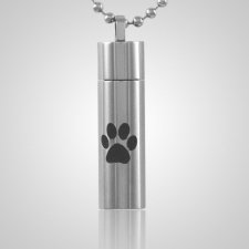 Single Paw Cylinder Cremation Jewelry