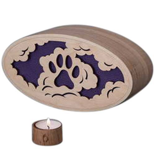 Sky Paw Prints Wood Urn