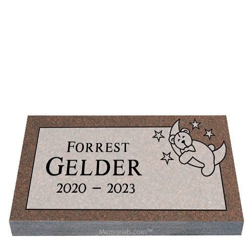 Sleeping Bear on Moon Child Granite Grave Markers