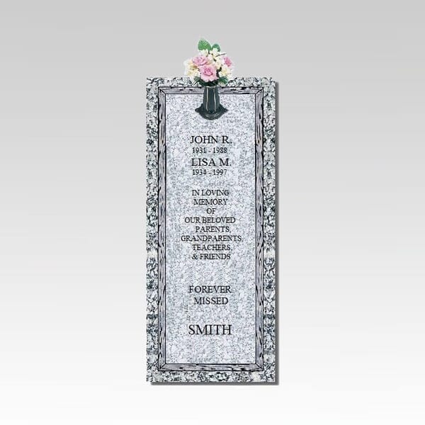 Medium Granite Grave Ledger With Vase