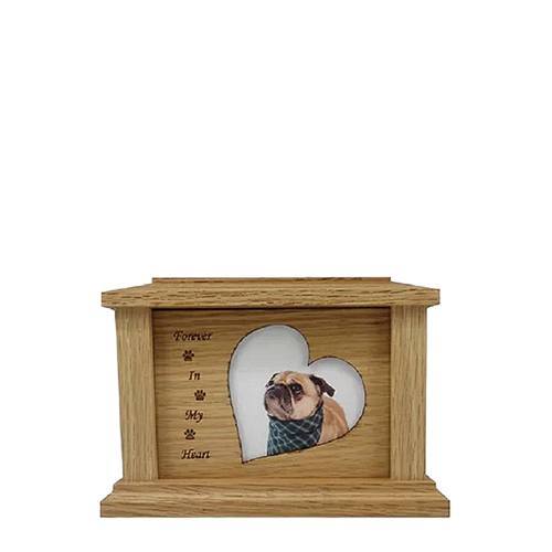 Small Oak Tilted Heart Picture Pet Urn
