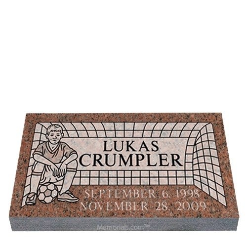 Soccer Boy Infant Granite Grave Marker