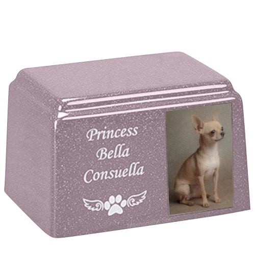 Soft Purple Rectangle Cultured Pet Photo Urn