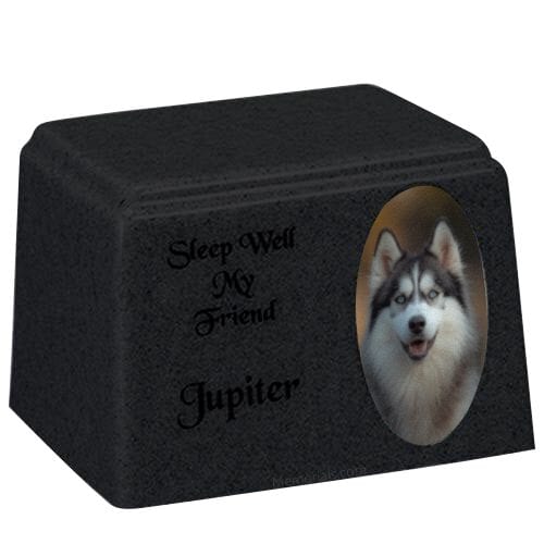 Space Oval Cultured Pet Photo Urn