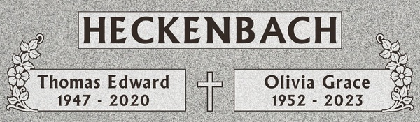 Spiritual Flower Companion Granite Headstone