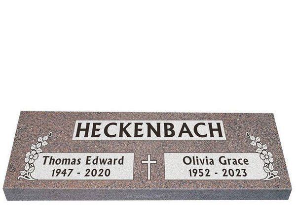 Spiritual Flowers Companion Granite Headstone 36 x 12