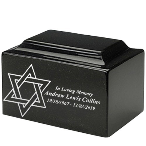 Star of David Orca Black Marble Urn