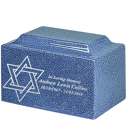 Star of David Paradise Blue Marble Urn