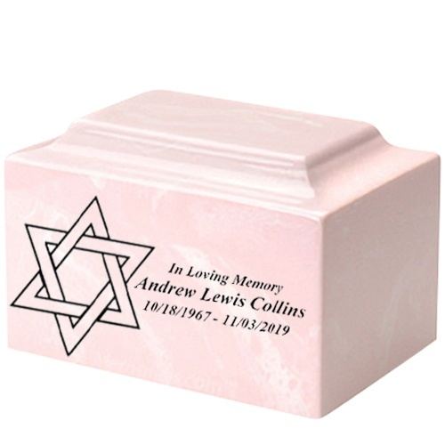 Star of David Pink Marble Urn