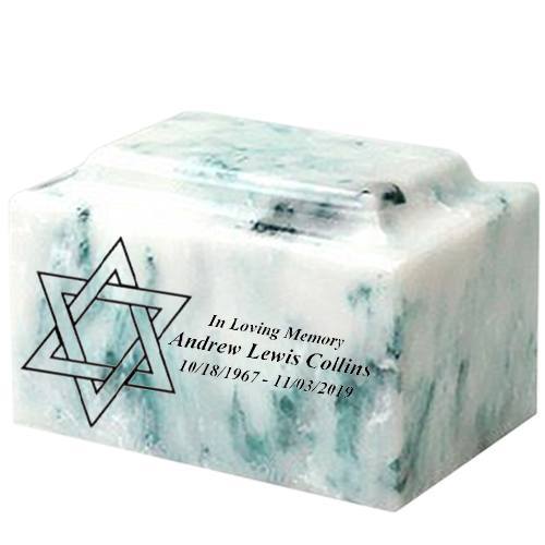 Star of David Teal Onyx Marble Urn