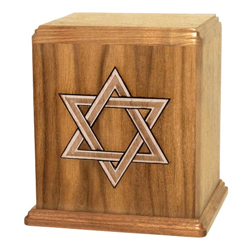 Star of David Oak Cremation Urn