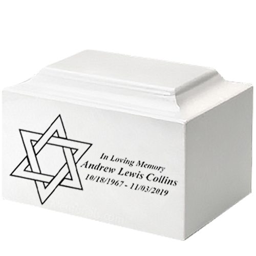 Star of David White Marble Urn