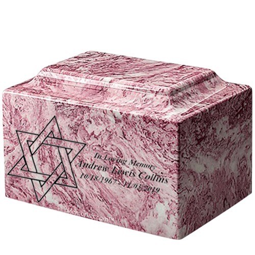 Star of David Wild Rose Marble Urn