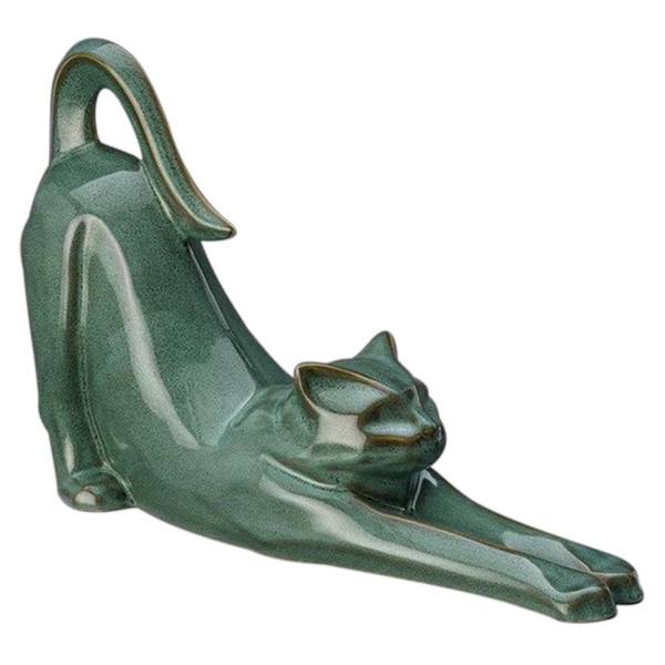 Stretching Sage Cat Ceramic Urn