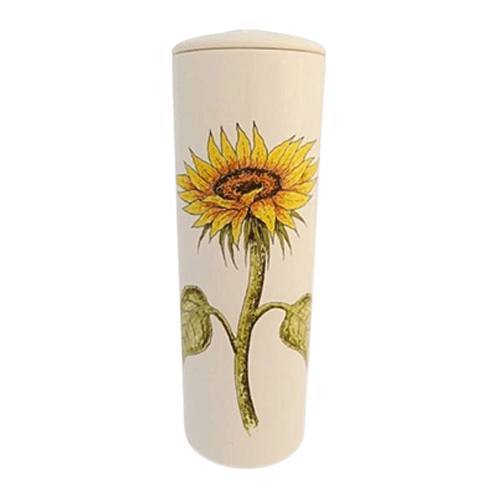 Sunflower Cylinder Ceramic Cremation Urn