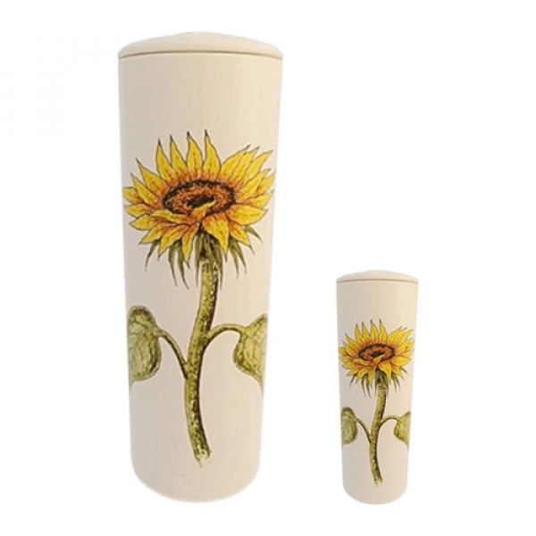 Sunflower Cylinder Ceramic Cremation Urns