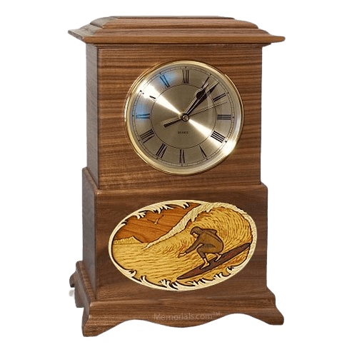 Surfing Clock Walnut Cremation Urn