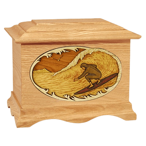 Surfer Oak Cremation Urn