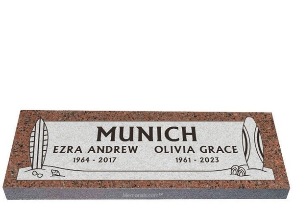 Surfs Up Companion Granite Headstone 48 x 14