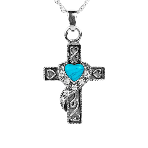 Swirl Blue Cross Keepsake Jewelry III