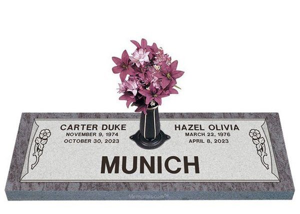 Tea Roses Companion Granite Headstone 36 x 12