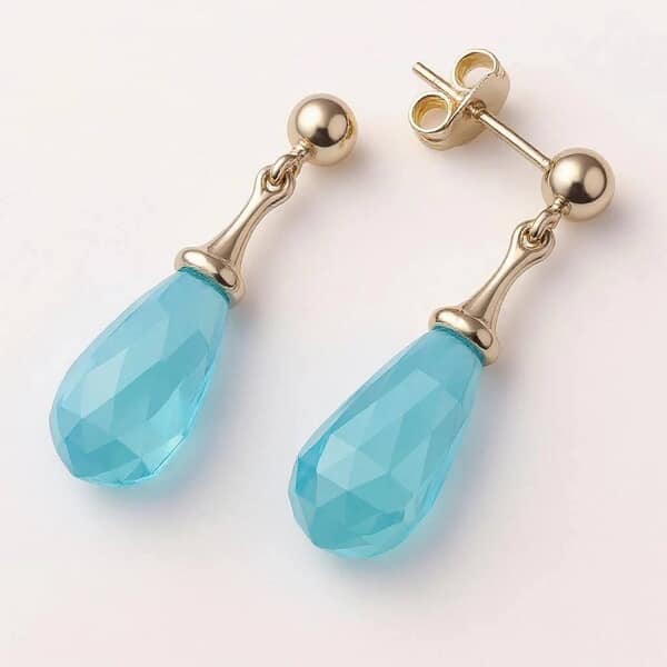 Teardrop Blue Cremation Diamond Earrings