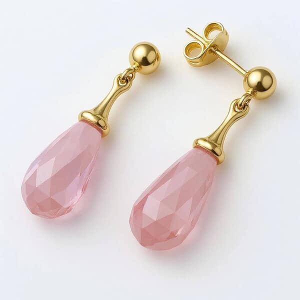 Teardrop Pink Cremation Diamond Earrings