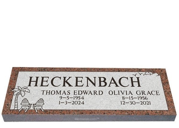 Together By The Beach Companion Granite Headstone 36 x 12