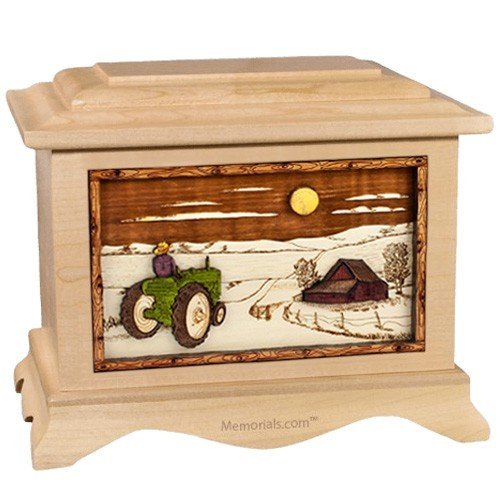 Tractor & Moon Maple Cremation Urn