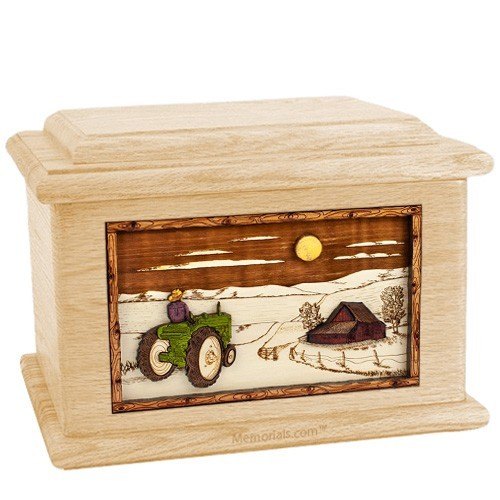 Tractor & Moon Maple Memory Chest Cremation Urn