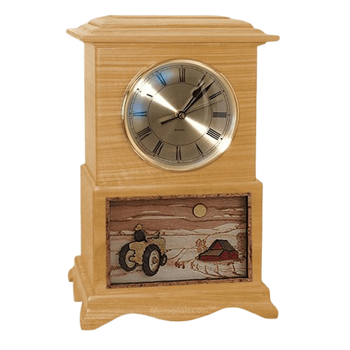 Tractor Clock Oak Cremation Urn