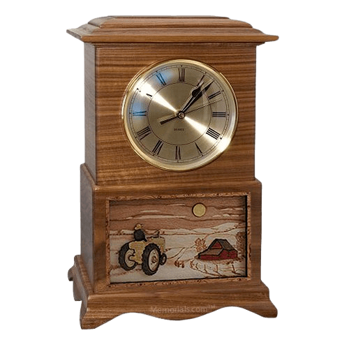 Tractor Clock Walnut Cremation Urn