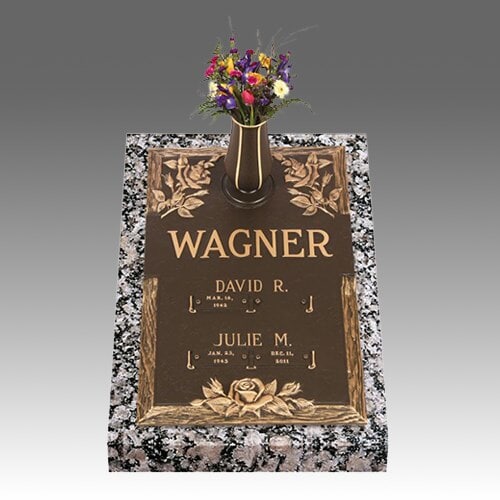 Triple Rose Deep Bronze Headstone 16 x 24 Triple Rose Deep Bronze Headstone 16 x 24