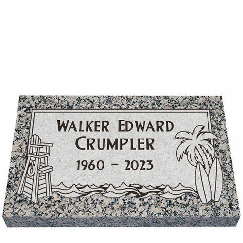 Tropical Oasis Granite Grave Marker 24 x 12