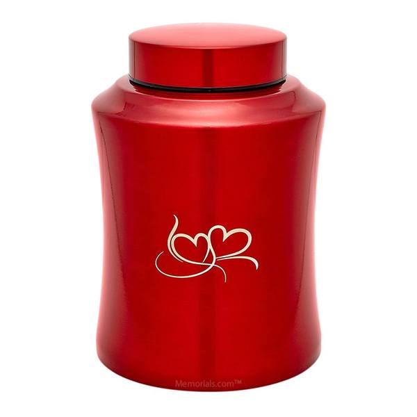 Two Hearts Metal Cremation Urn