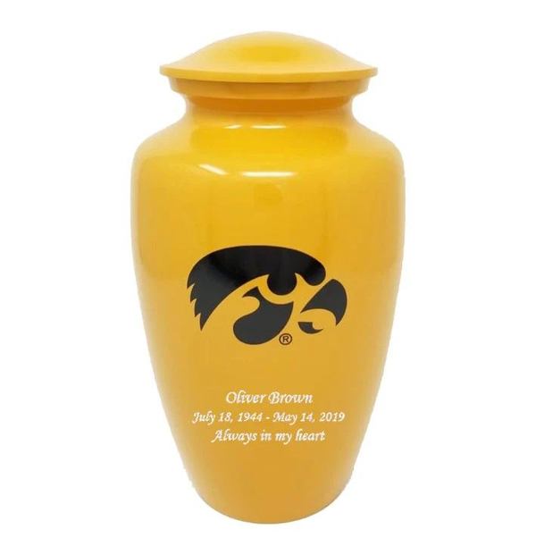 University of Iowa Hawkeyes Yellow Cremation Urn